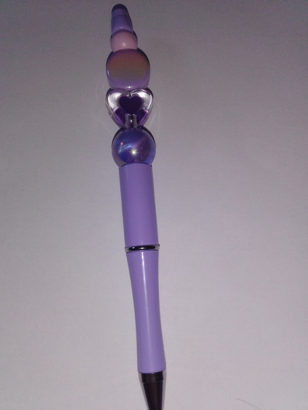 Lavender Beaded Heart Ballpoint Pen